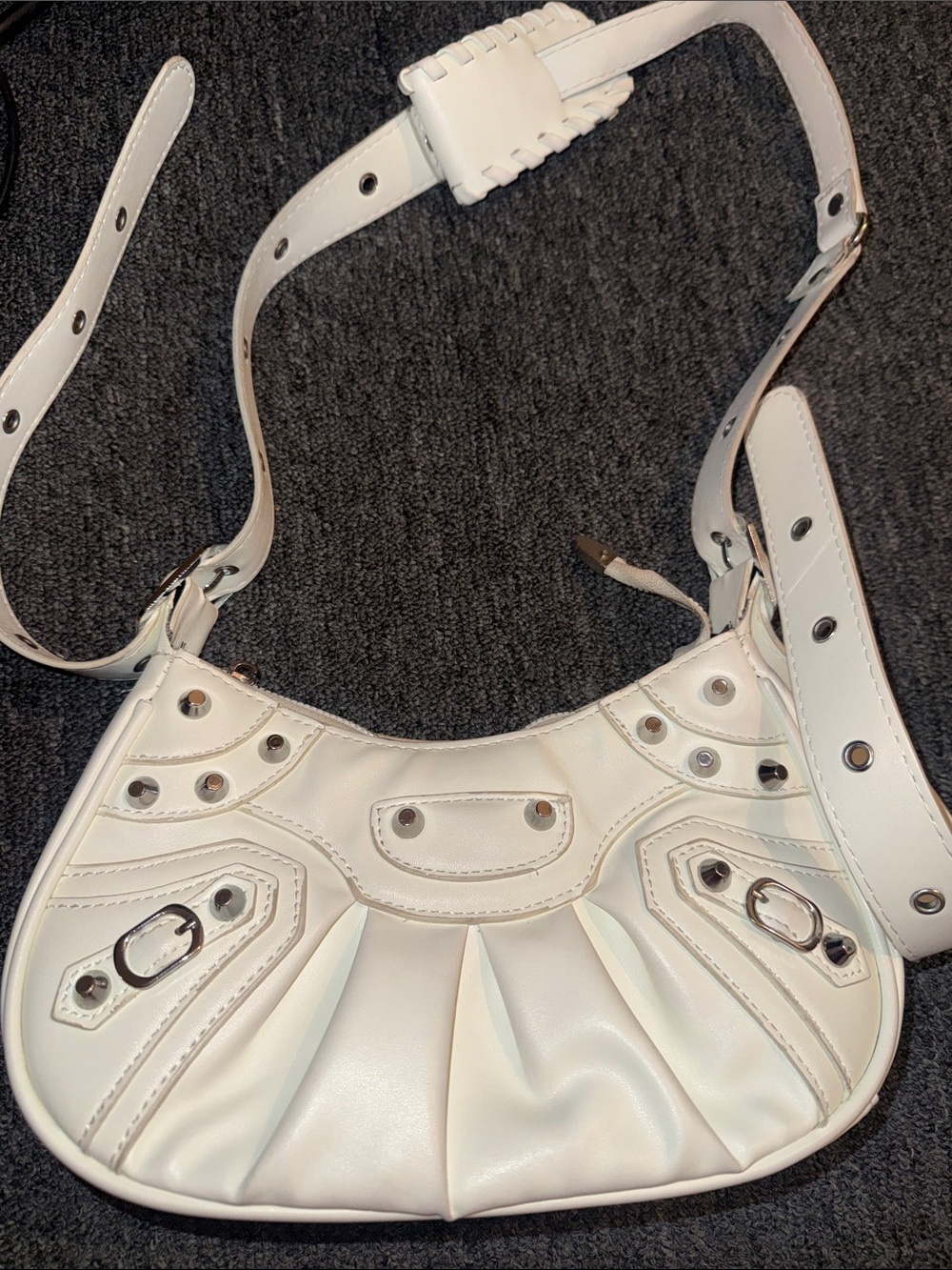 White Studded Shoulder Bag - Women's Fashion Purse